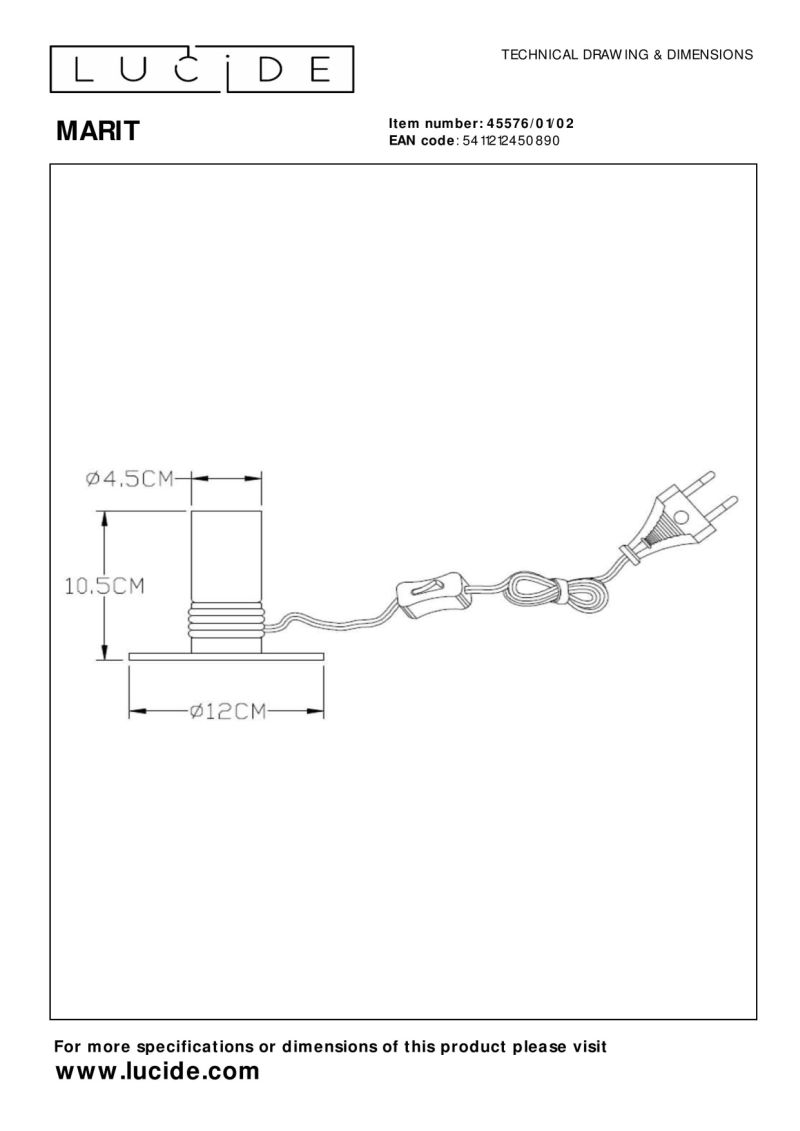 Lucide MARIT - Stolná lampa - 1xE27 - Matt Gold / Mosadz